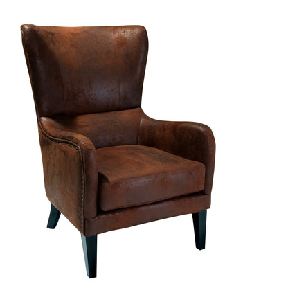 Salerno Brown Microfibre High Back Armchair - Image 2