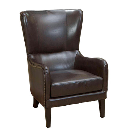 Vintage Brown Bonded Leather High Back Armchair - Image 2