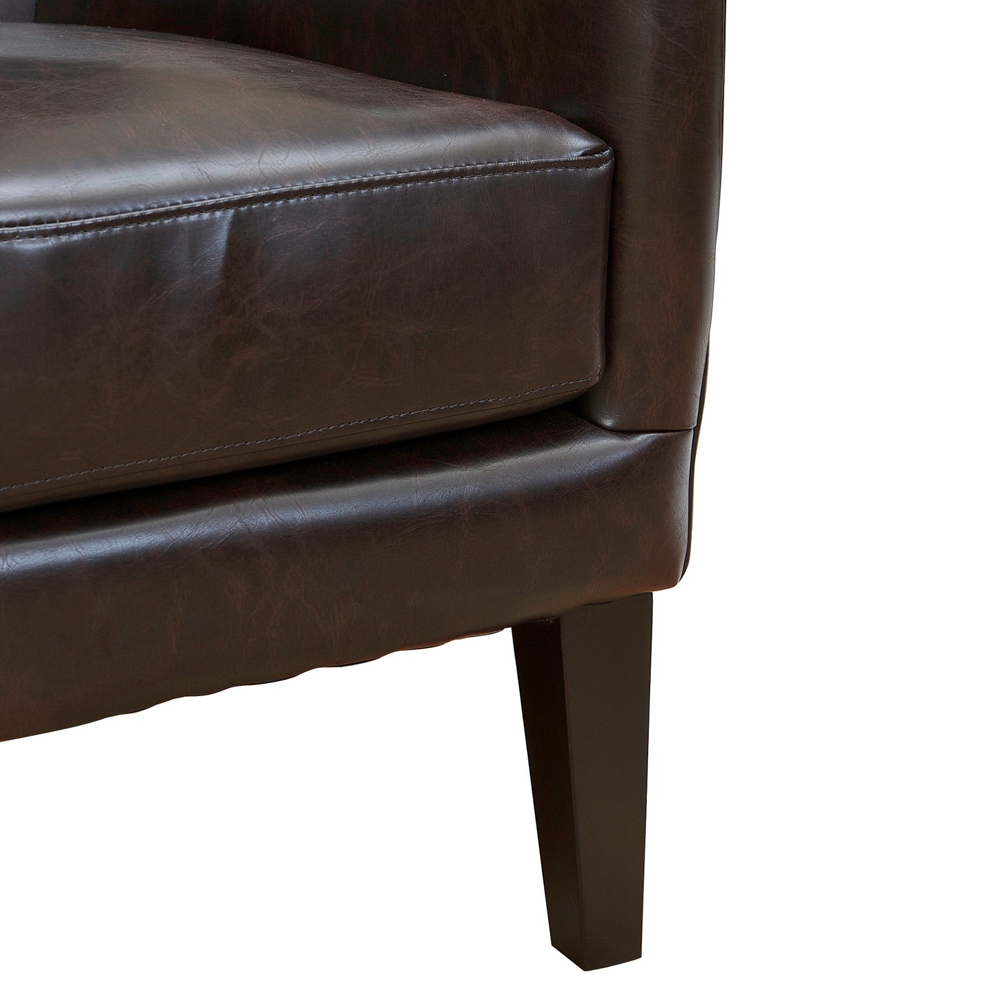 Vintage Brown Bonded Leather High Back Armchair - Image 4