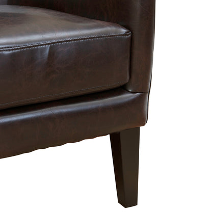 Vintage Brown Bonded Leather High Back Armchair - Image 4