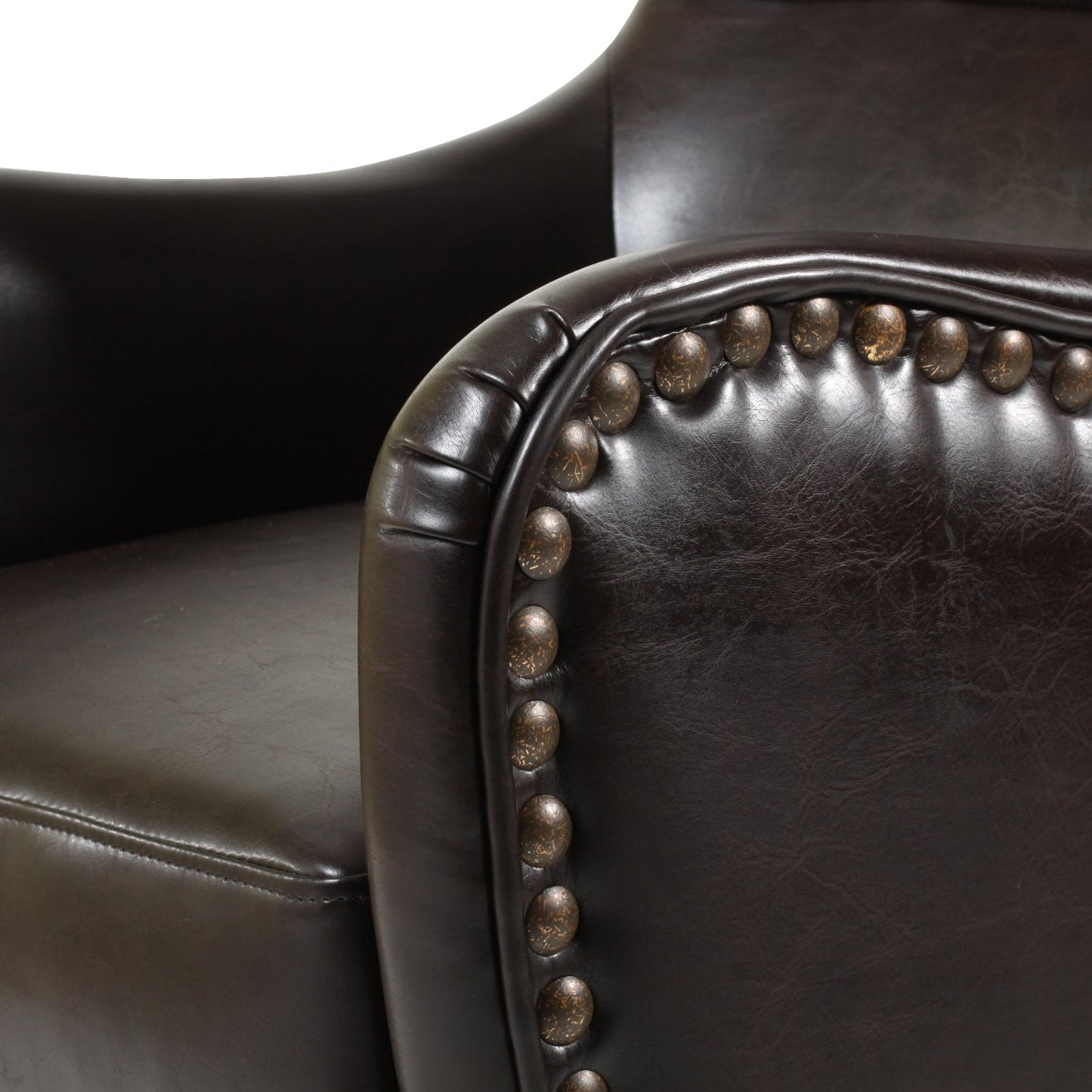 Vintage Brown Bonded Leather High Back Armchair - Image 5