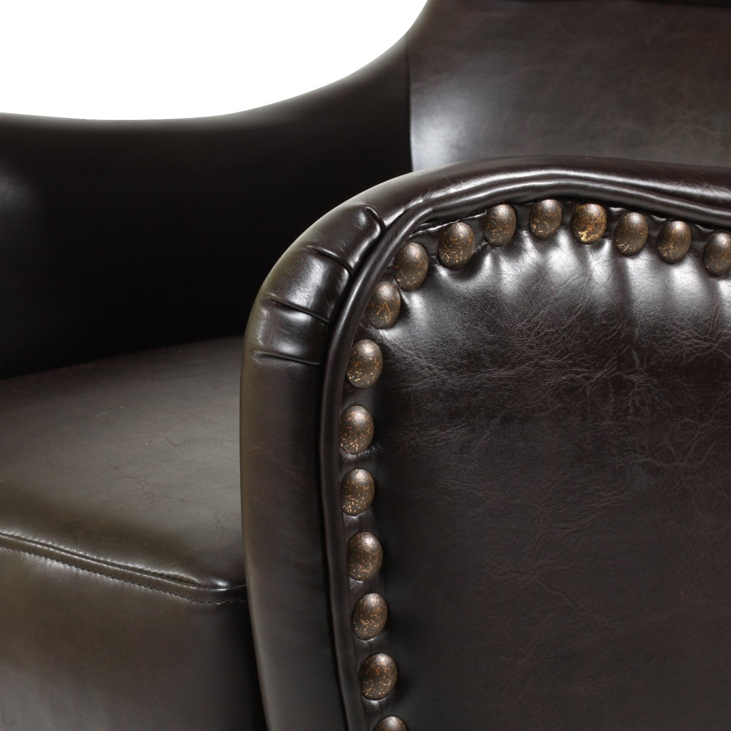 Vintage Brown Bonded Leather High Back Armchair - Image 5