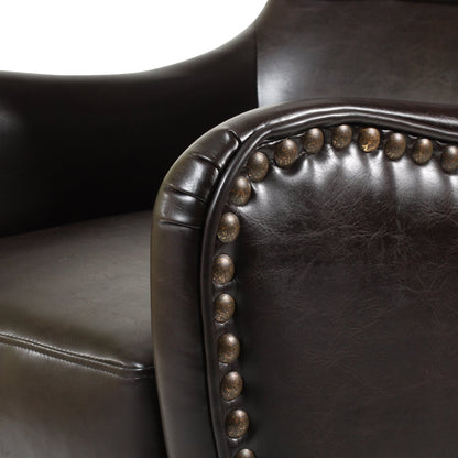 Vintage Brown Bonded Leather High Back Armchair - Image 5