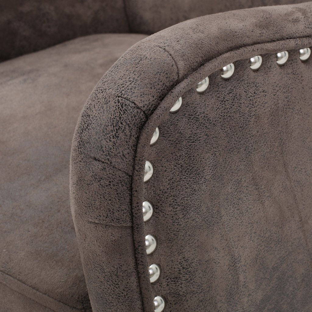 Vintage Grey/Brown Microfibre High Back Armchair - Image 2