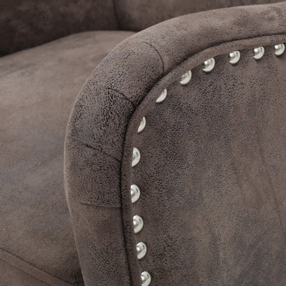 Vintage Grey/Brown Microfibre High Back Armchair - Image 2