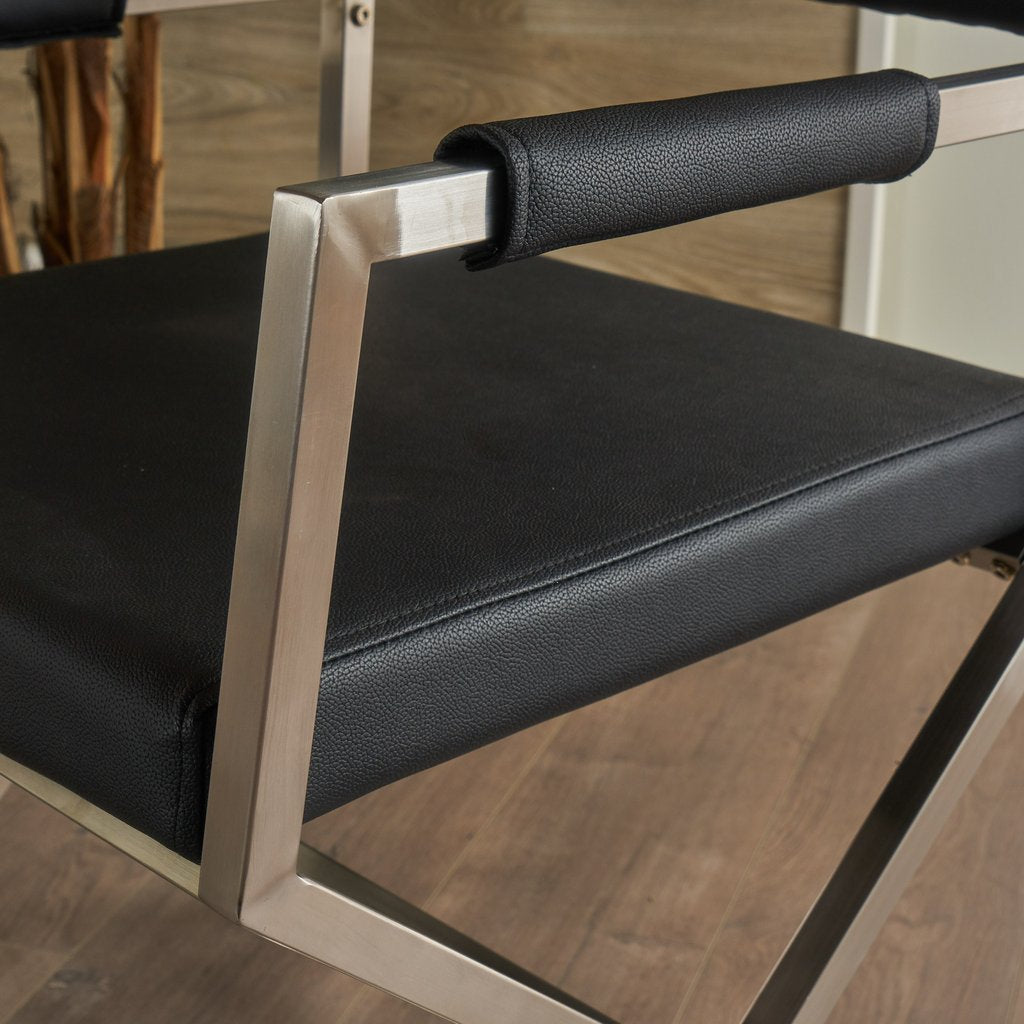Rocklin Steel & Bonded Leather Director chair Armchair in Black - Image 3
