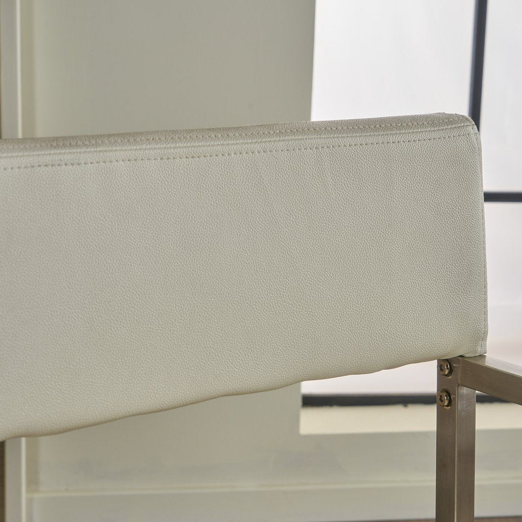 Rocklin Steel & Bonded Leather Director chair Armchair in White - Image 2