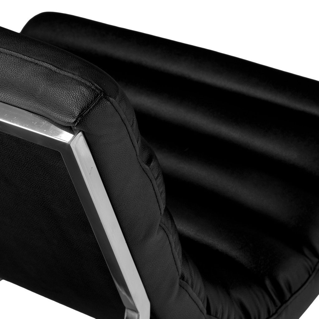 Caviar Bonded Leather & Steel Lounge Accent Chair in Black - Image 3
