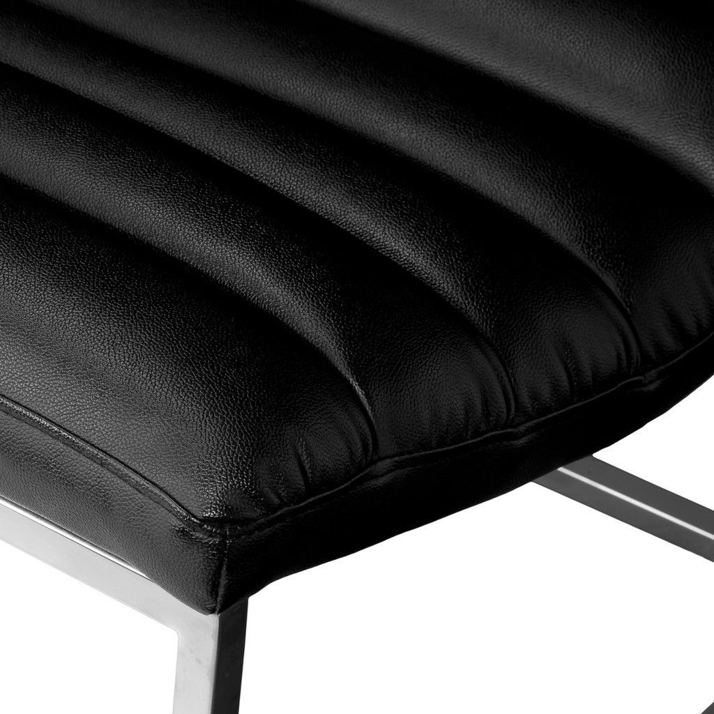 Caviar Bonded Leather & Steel Lounge Accent Chair in Black - Image 4