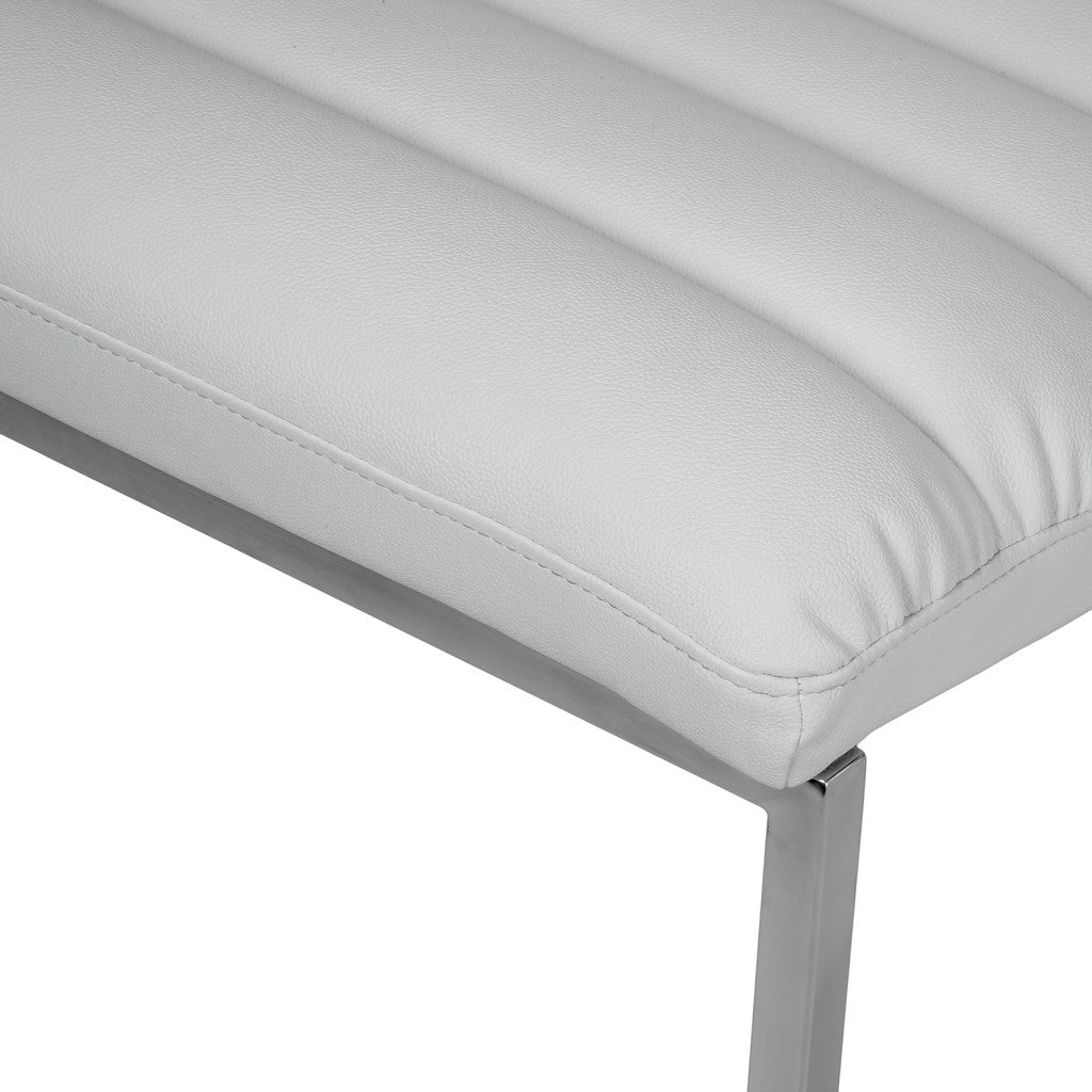 Caviar Bonded Leather & Steel Lounge Accent Chair in White - Image 3