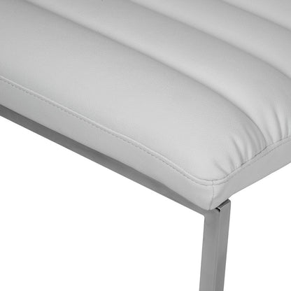 Caviar Bonded Leather & Steel Lounge Accent Chair in White - Image 3