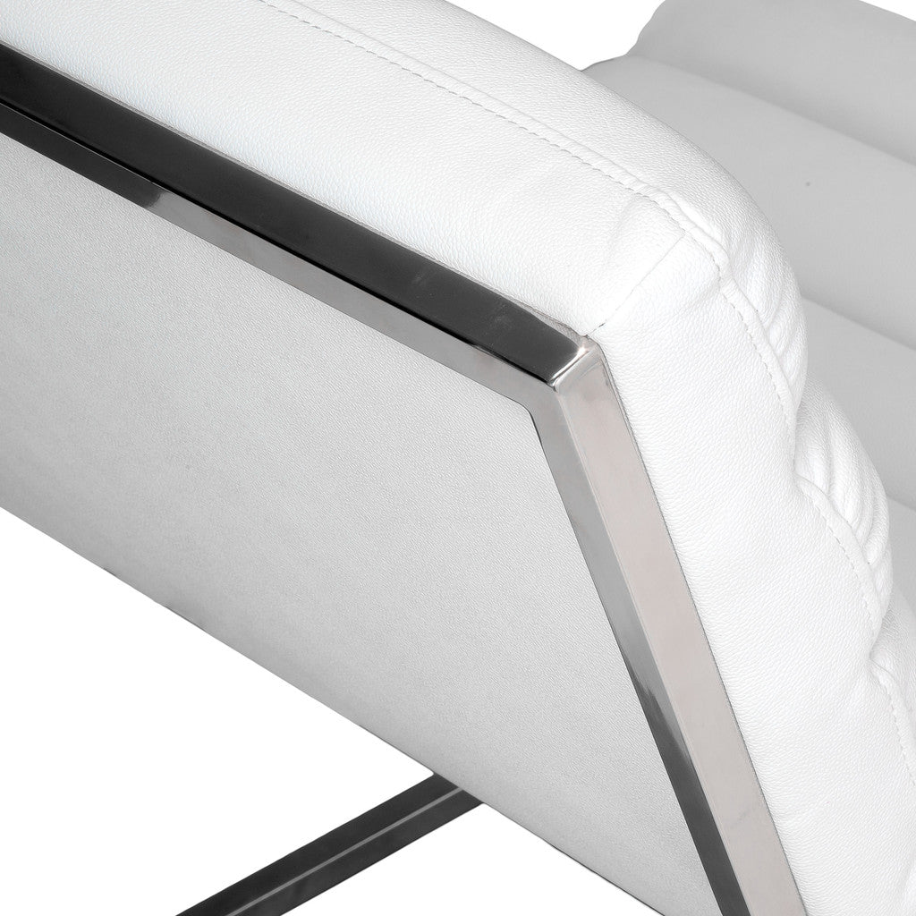 Caviar Bonded Leather & Steel Lounge Accent Chair in White - Image 4