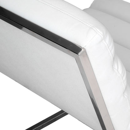 Caviar Bonded Leather & Steel Lounge Accent Chair in White - Image 4