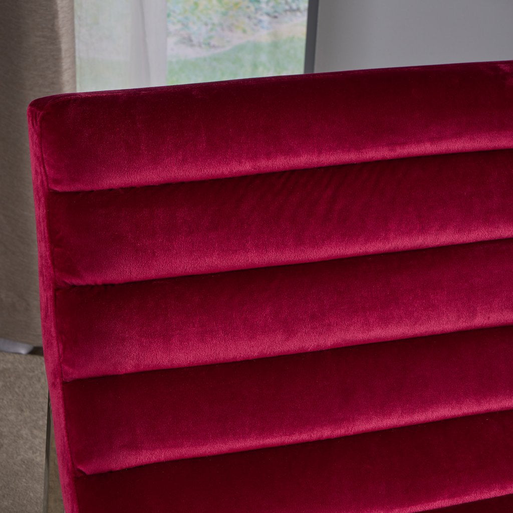 Glorie Garnet/Red Velvet Sofa Accent Chair ArmChair - Image 4