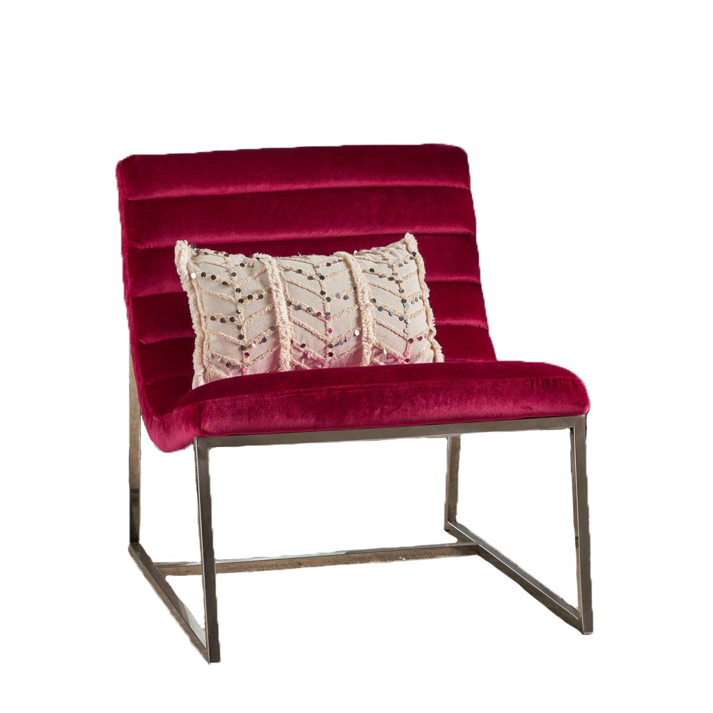 Glorie Garnet/Red Velvet Sofa Accent Chair ArmChair - Image 5
