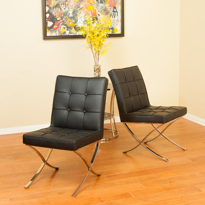 Pandora Modern Bonded Leather Dining Chair in Black - Image 2