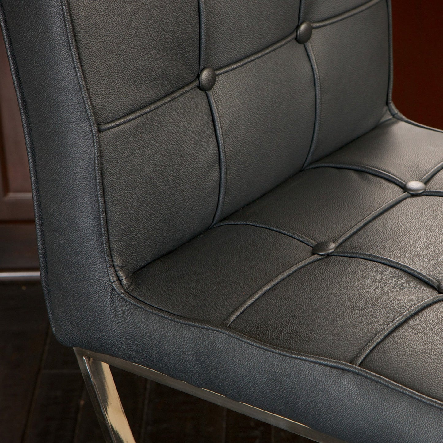 Pandora Bonded Leather & Steel Bar Stool in Black - Image 4