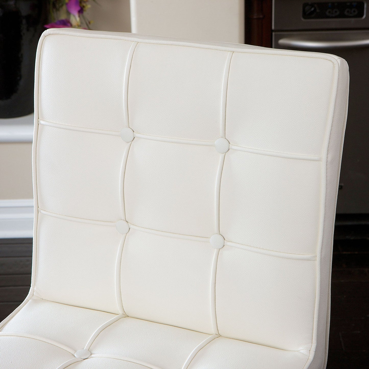 Pandora Bonded Leather & Steel Bar Stool in White - Image 3