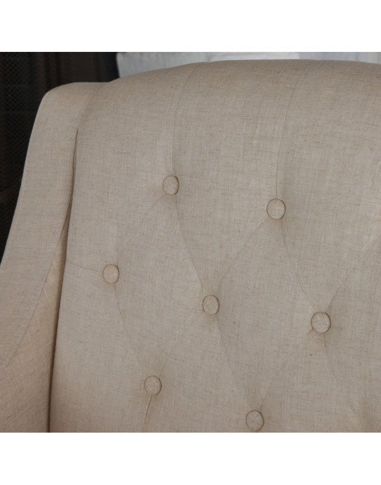 Canberra Fabric Armchair & Ottoman in Begie  Linen - Image 2