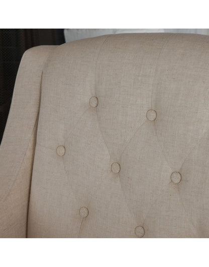 Canberra Fabric Armchair & Ottoman in Begie  Linen - Image 2