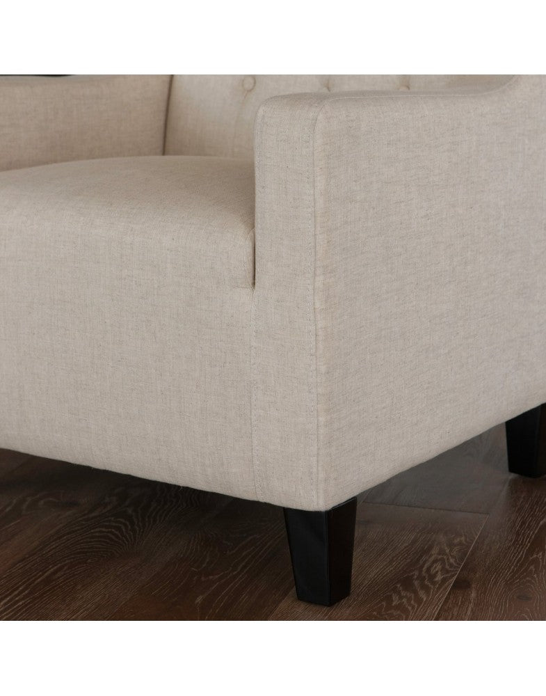 Canberra Fabric Armchair & Ottoman in Begie  Linen - Image 3