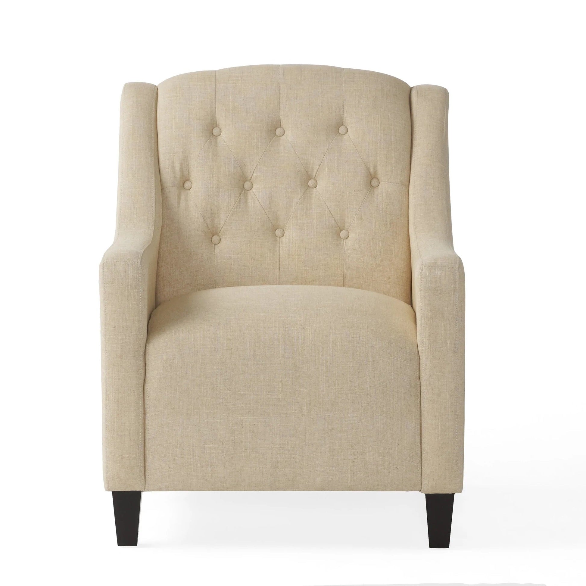 Canberra Fabric Armchair & Ottoman in Begie  Linen - Image 5