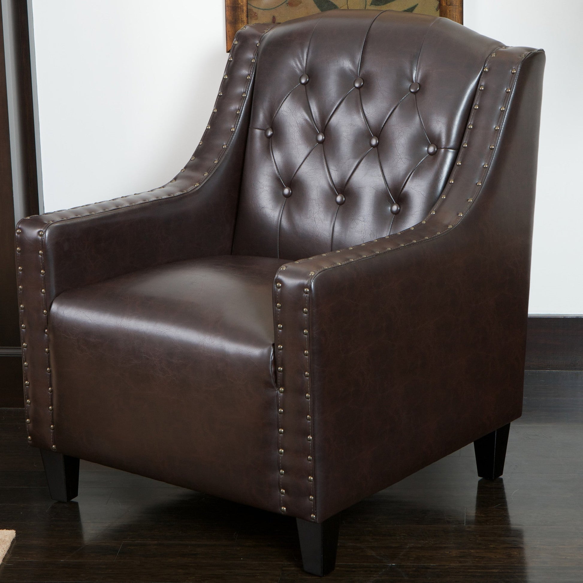 Coogee Bonded Leather Armchair & Ottoman in Brown - Image 2