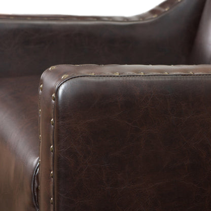 Coogee Bonded Leather Armchair & Ottoman in Brown - Image 3