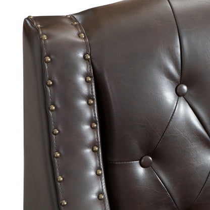 Coogee Bonded Leather Armchair & Ottoman in Brown - Image 4