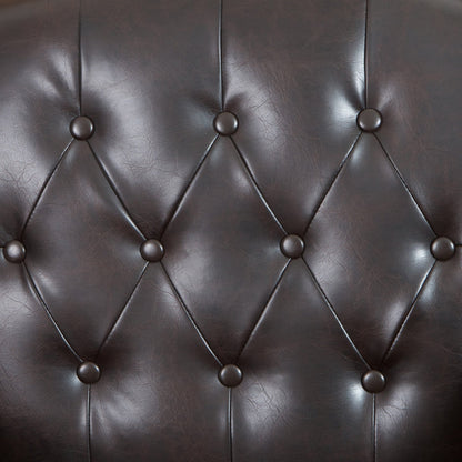Coogee Bonded Leather Armchair & Ottoman in Brown - Image 5