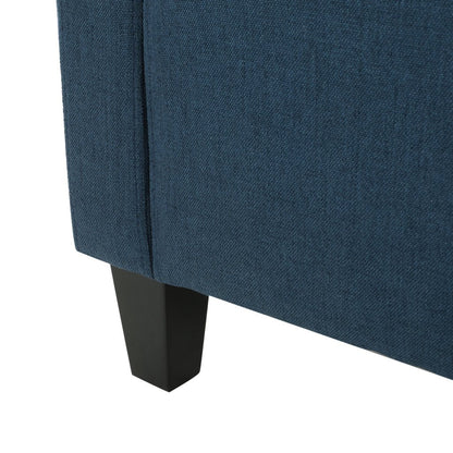 Canberra Linen Fabric Tufted Armchair in Dark Blue - Image 3