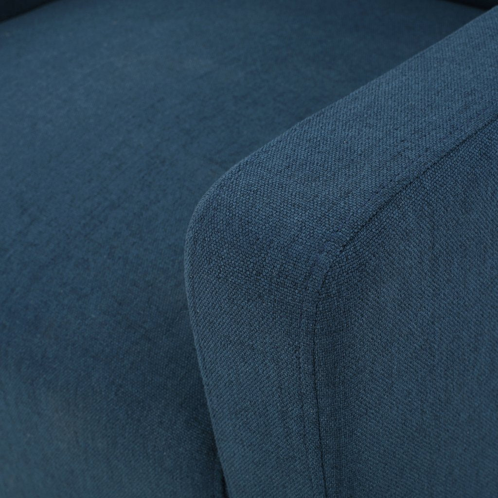 Canberra Linen Fabric Tufted Armchair in Dark Blue - Image 4