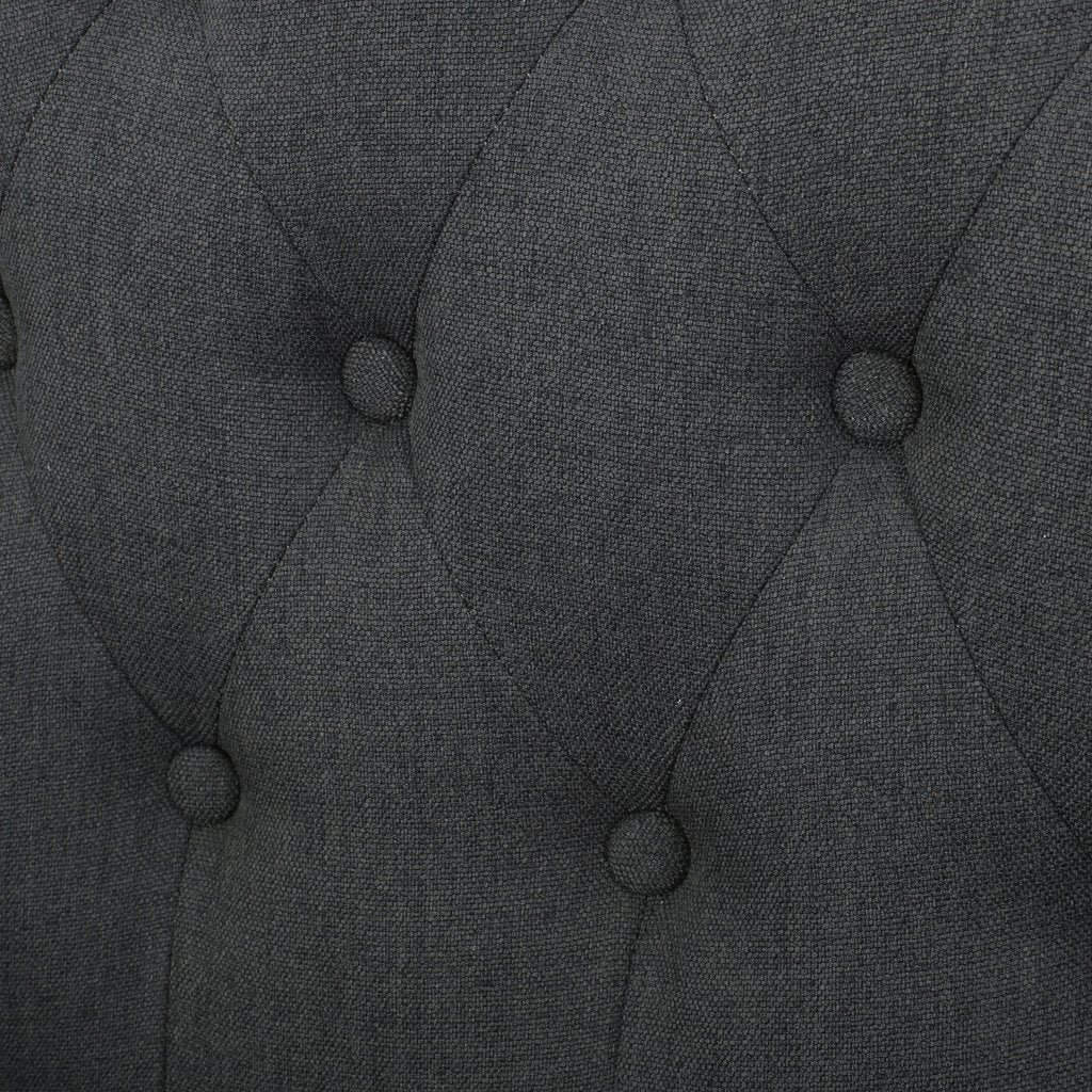 Canberra Linen Fabric Tufted Armchair in Dark Grey - Image 3