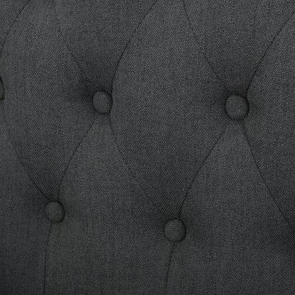 Canberra Linen Fabric Tufted Armchair in Dark Grey - Image 3