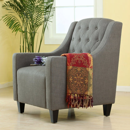 Canberra Fabric Armchair & Ottoman in Grey Linen - Image 3