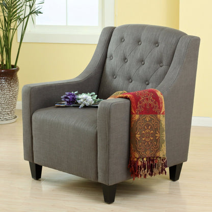 Canberra Fabric Armchair & Ottoman in Grey Linen - Image 4