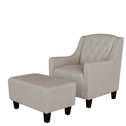 Canberra Fabric Armchair & Ottoman in Natural Linen - Image 4