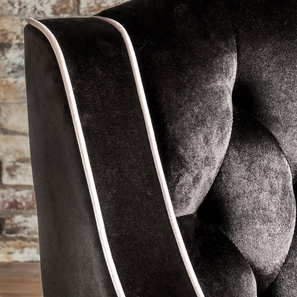 Lara Two Tone Tufted Black New Velvet Club Armchair - Image 2