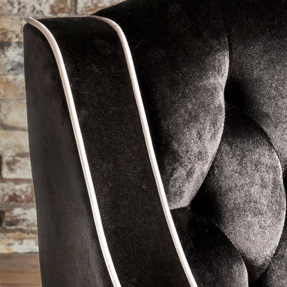 Lara Two Tone Tufted Black New Velvet Club Armchair - Image 2