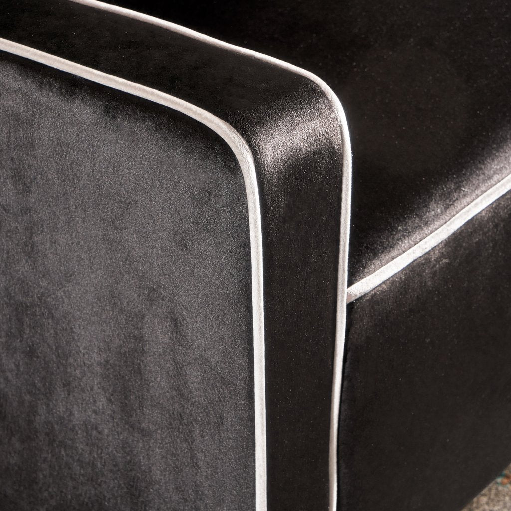 Lara Two Tone Tufted Black New Velvet Club Armchair - Image 3