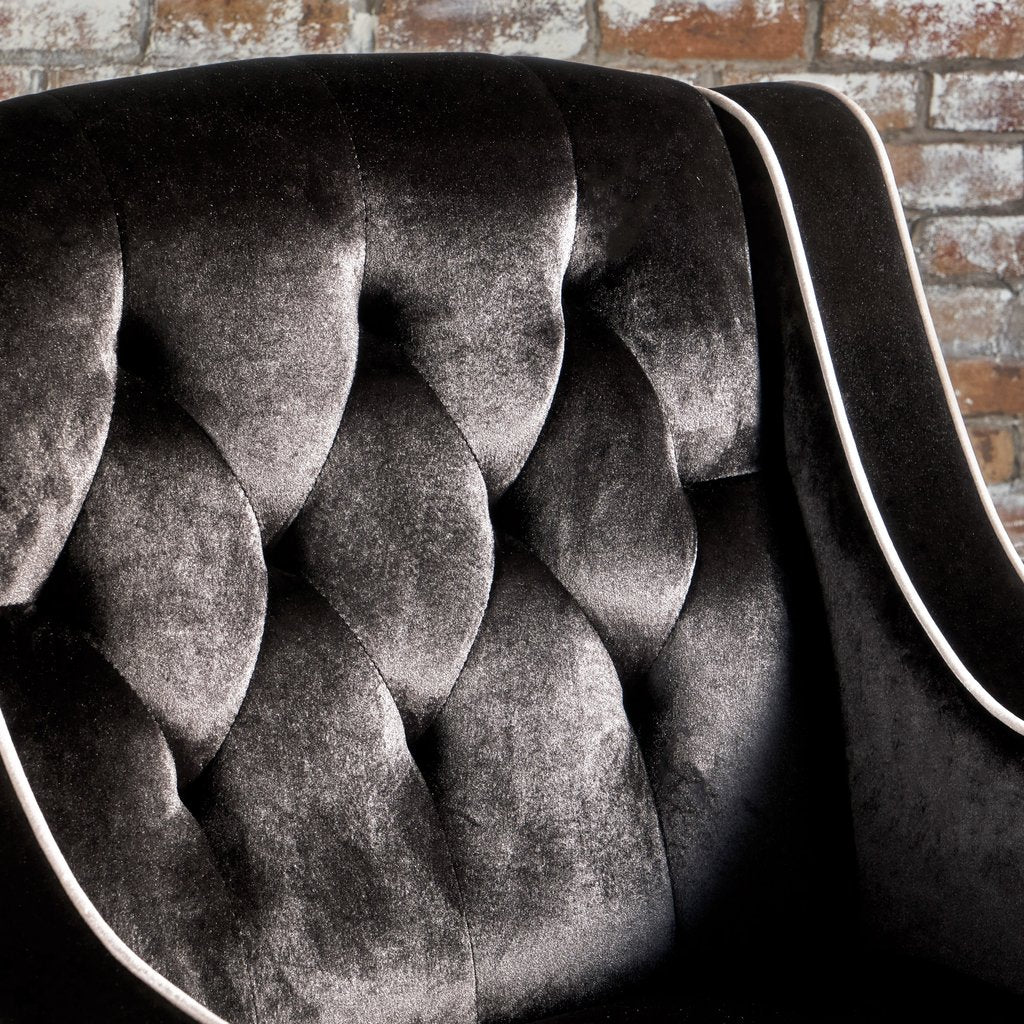 Lara Two Tone Tufted Black New Velvet Club Armchair - Image 4