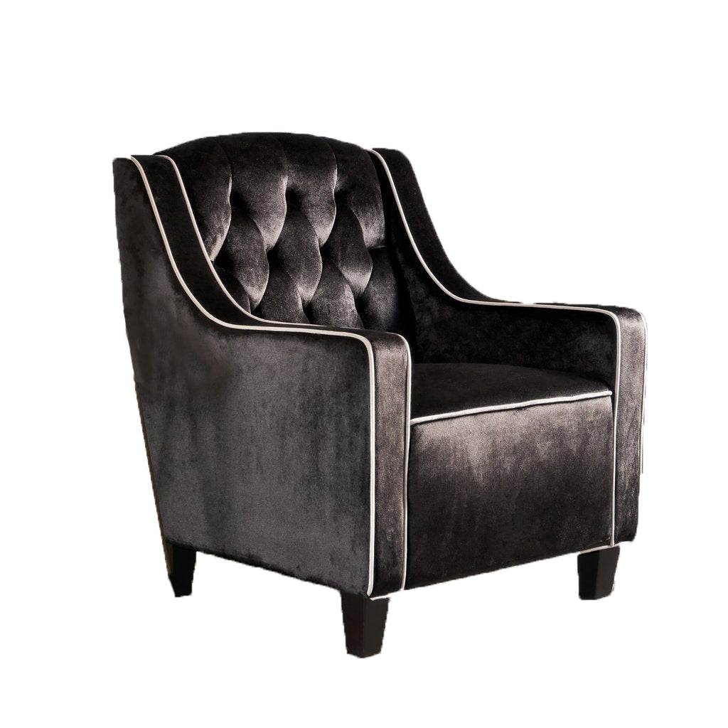 Lara Two Tone Tufted Black New Velvet Club Armchair - Image 5