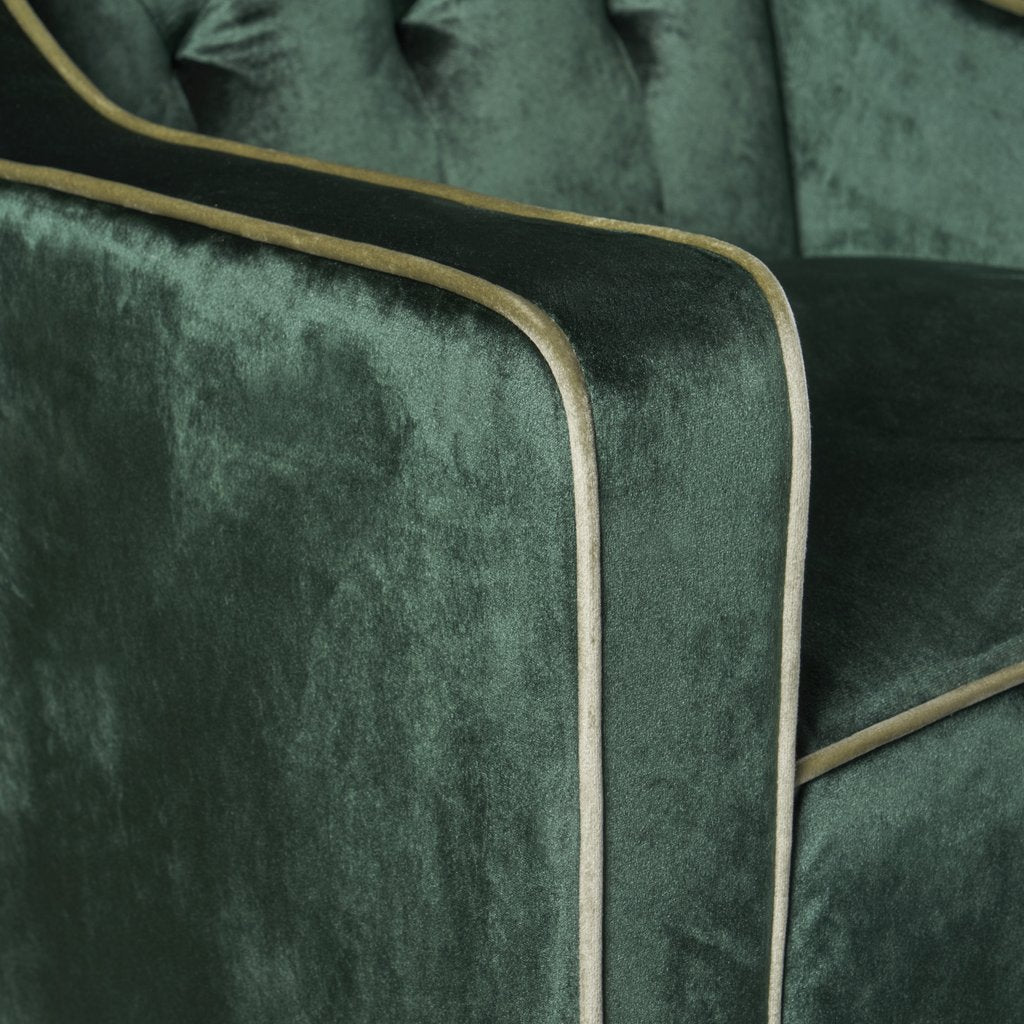 Lara Two Tone Tufted Emerald New Velvet Club Armchair - Image 3
