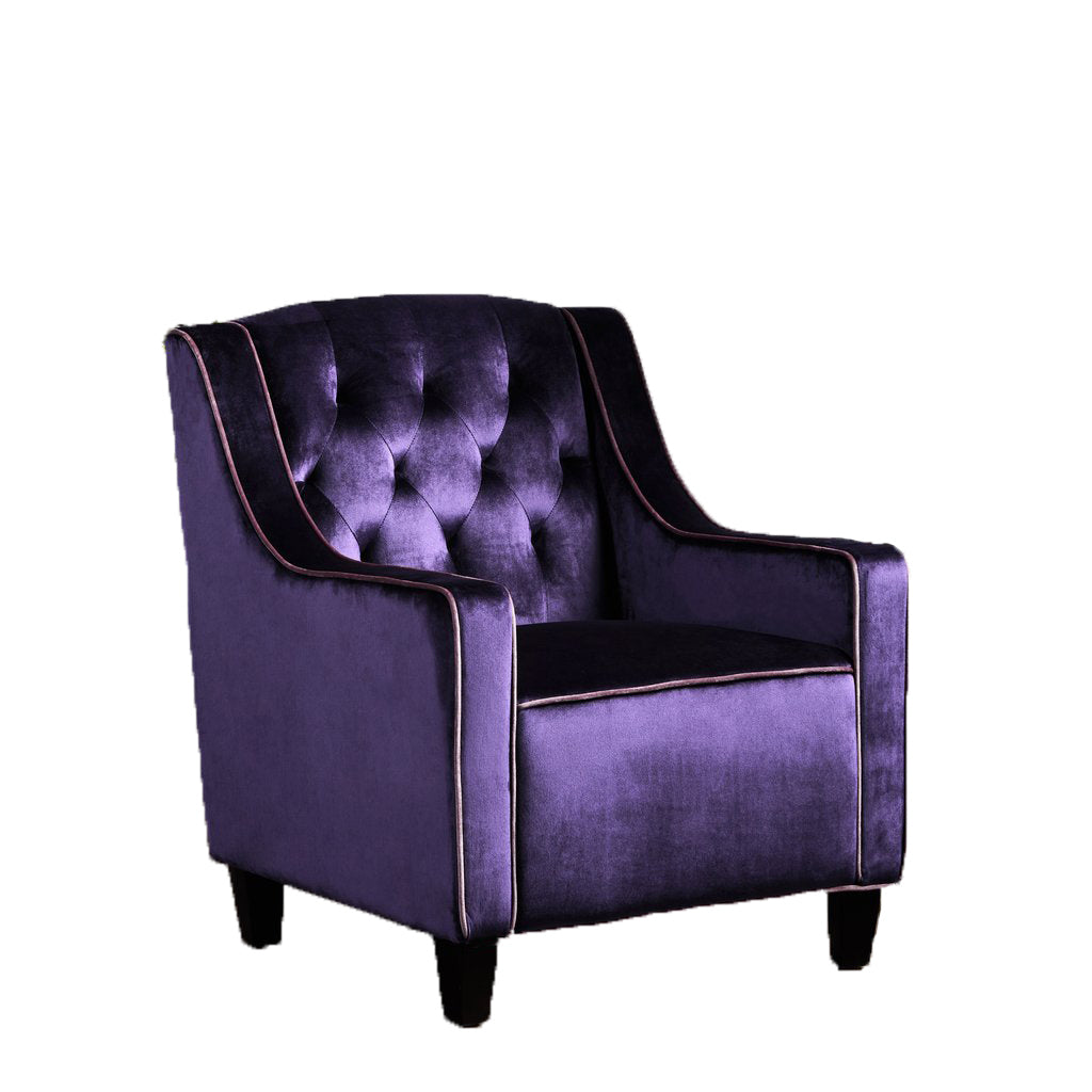 Lara Two Tone Tufted Plum New Velvet Club Armchair - Image 2