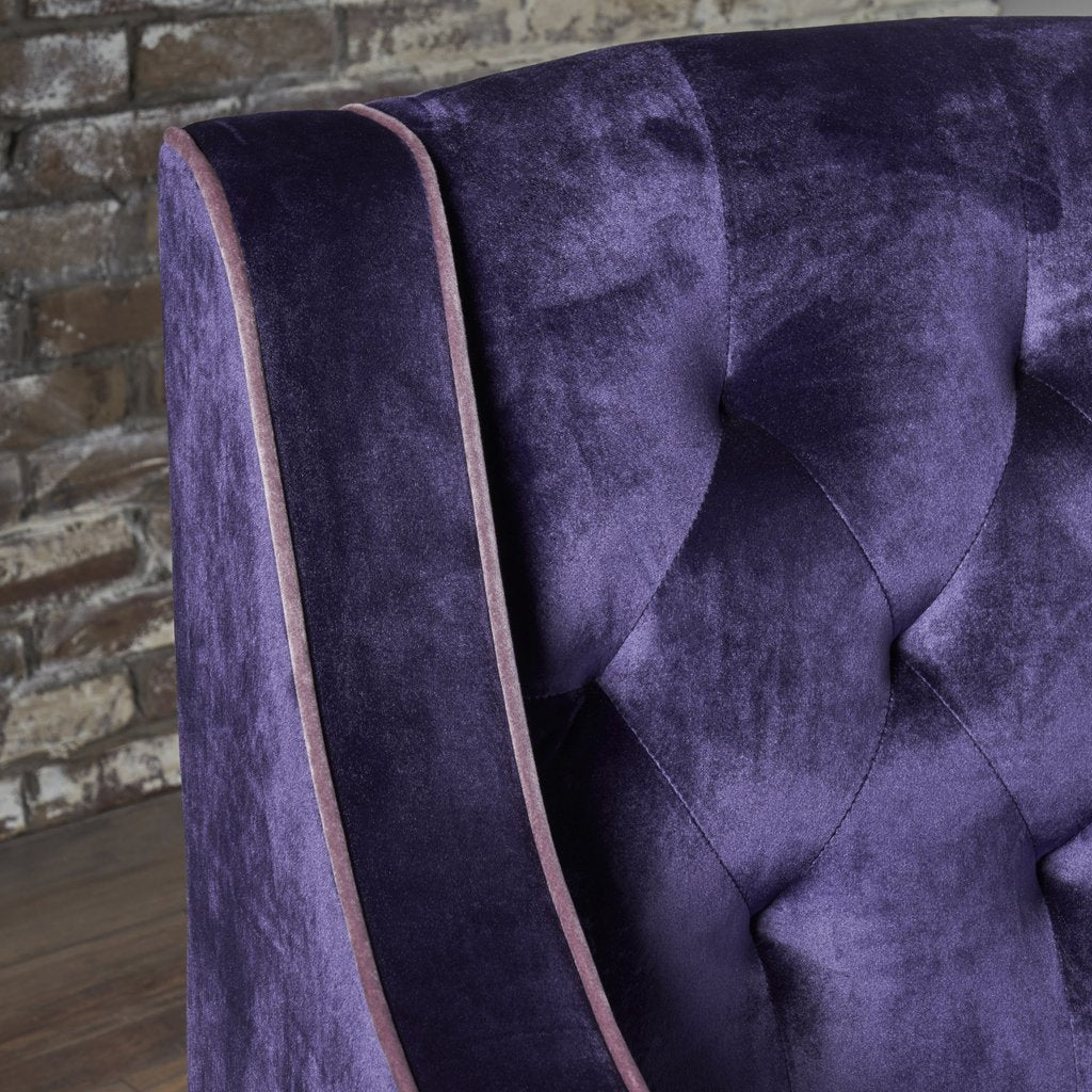 Lara Two Tone Tufted Plum New Velvet Club Armchair - Image 3