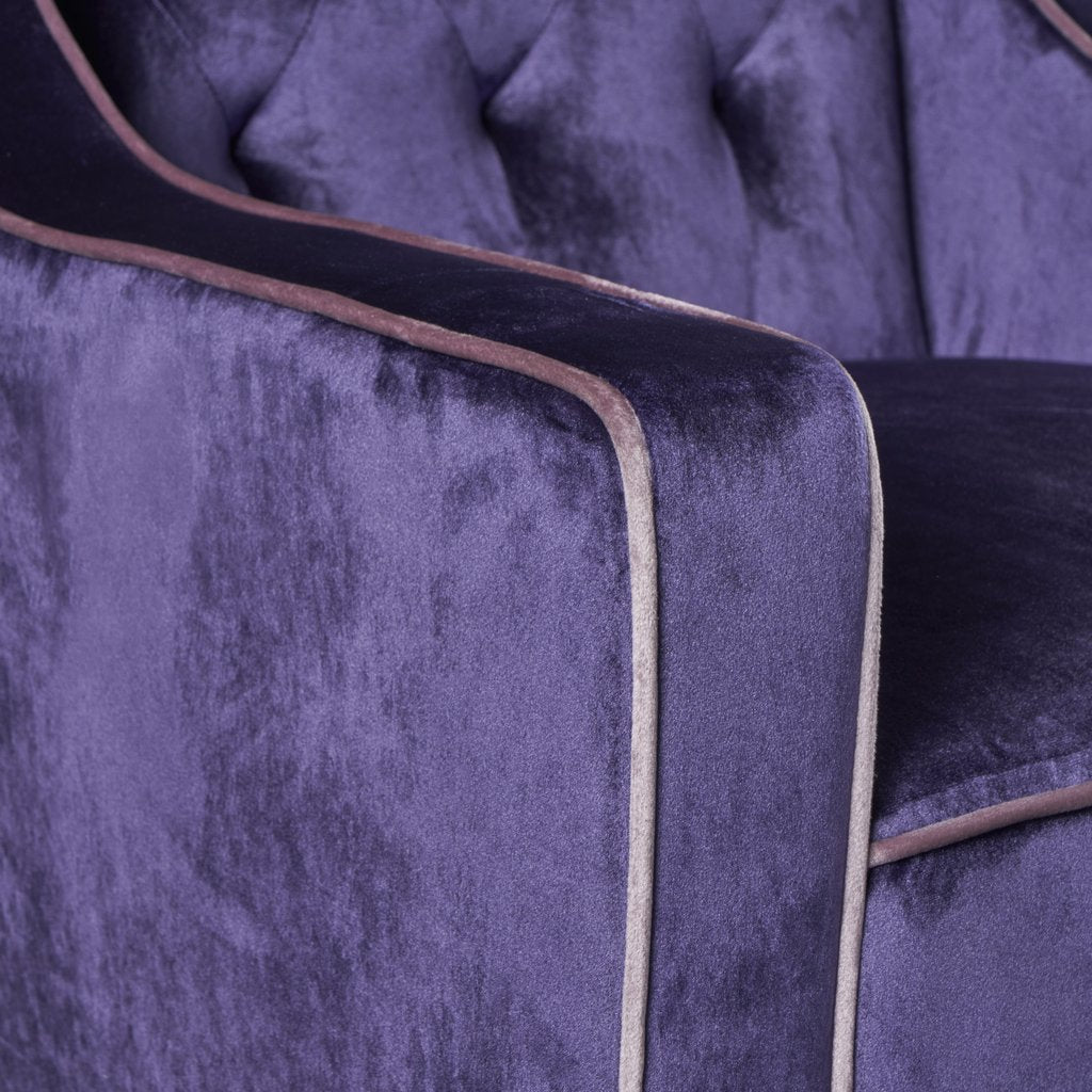 Lara Two Tone Tufted Plum New Velvet Club Armchair - Image 4