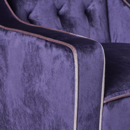 Lara Two Tone Tufted Plum New Velvet Club Armchair - Image 4