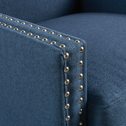 Cecilia Classic Studded Dark Blue Wingback Club Armchair - Image 2