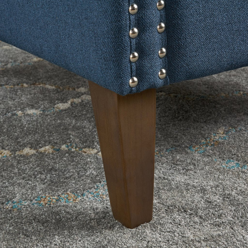 Cecilia Classic Studded Dark Blue Wingback Club Armchair - Image 3
