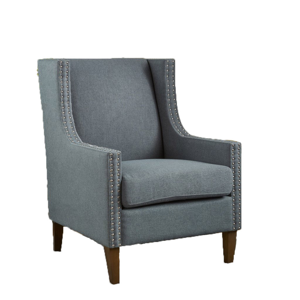 Cecilia Classic Studded Light Grey Wingback Club Armchair - Image 4